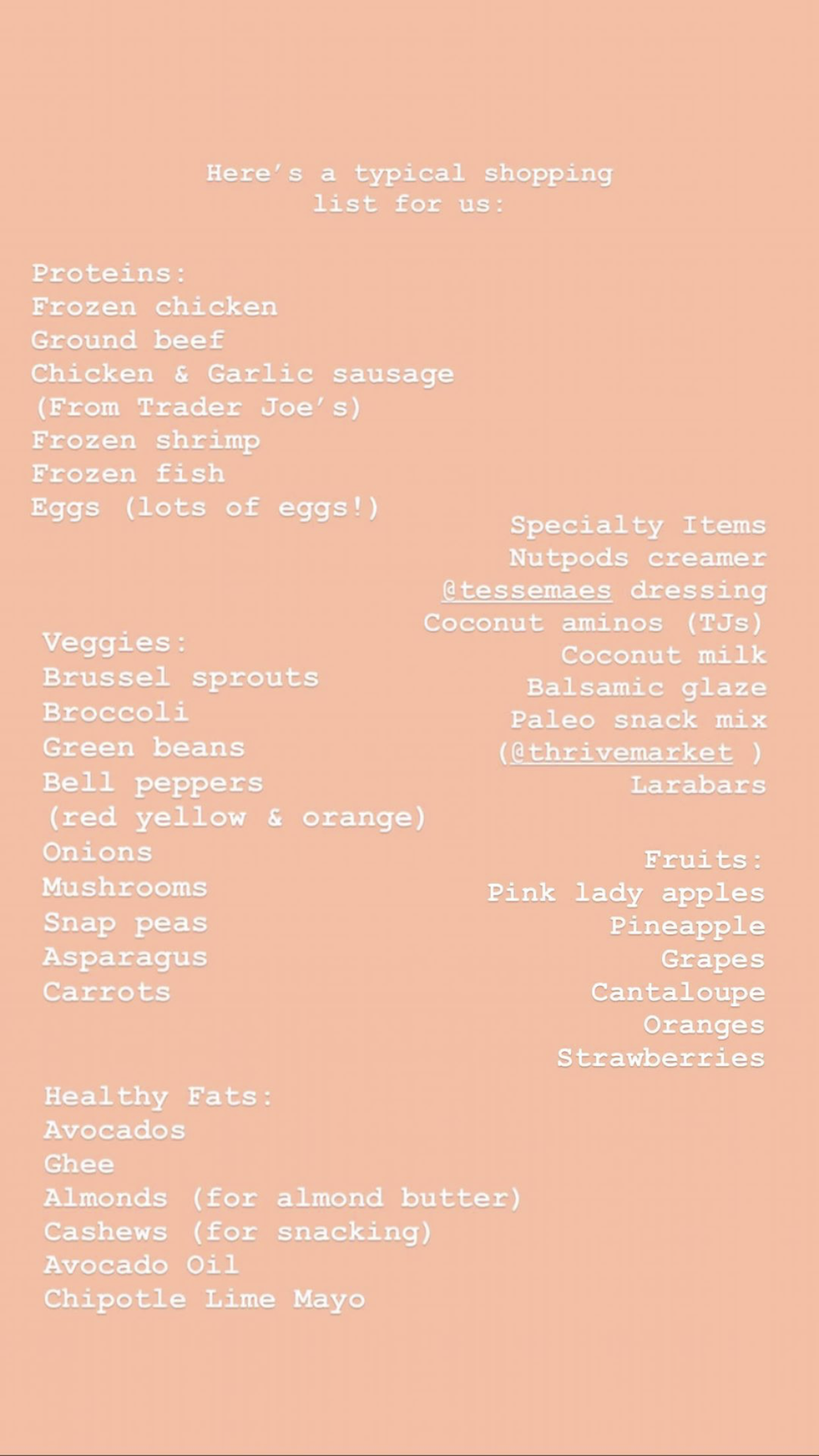 whole 30 shopping list